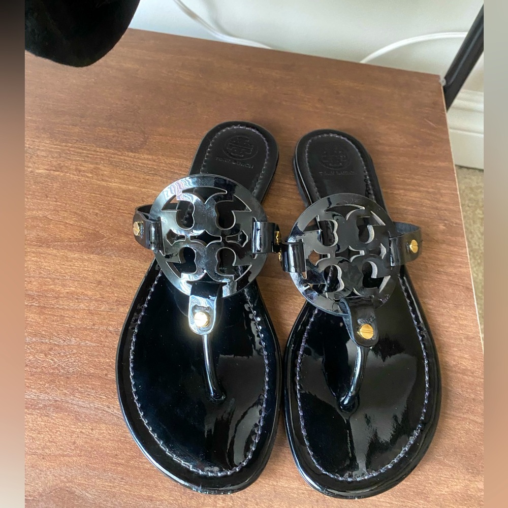Tory Burch Women’s Miller Sandals | Size 8 glossy black
